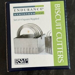 RSVP Biscuit Cutters Stainless Steel Set of 4 Square 🩶 1 used once, 3 never used